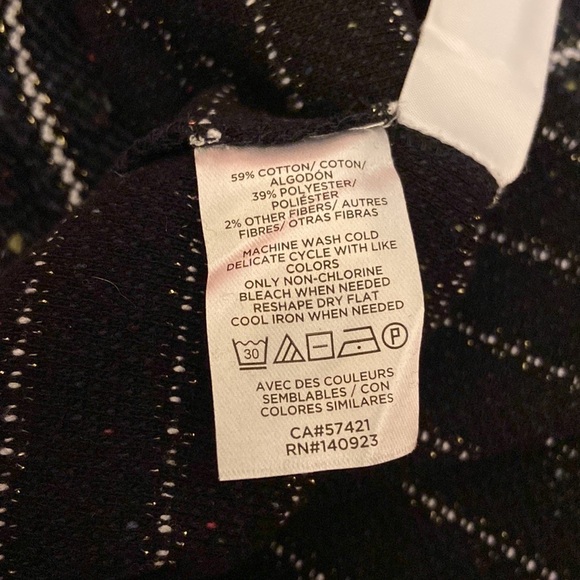 Loft Misses Small Striped Dark Blue Flecked Button Back Closure Swing Dress. - Picture 4 of 4